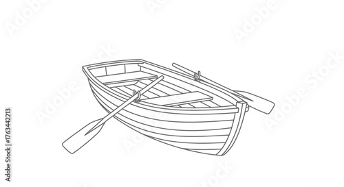 Simple Rowboat Coloring Sheet for Kids Fun Watercraft Outdoor Activity