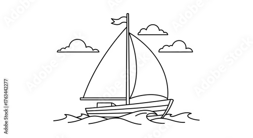Sailboat Boat Coloring Page for Children Fun Watercraft Sailing Adventure Art