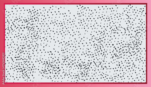 White dragon fruit background texture with black seeds and pink border design