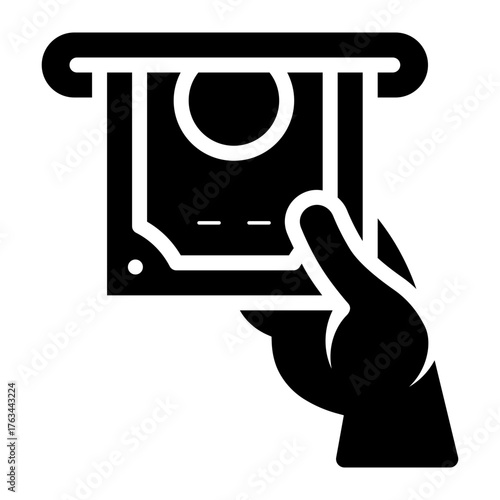 withdraw money from atm machine glyph icon