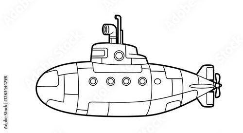 Submarine Underwater Vehicle Coloring Page for Children Fun Ocean Exploration Art