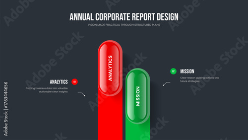 Professional Introduction Presentation Design Vector Illustration. Visual Profile 2 Element Infographic Slide Template. Company Solution Two Option Diagram Frame Layout.