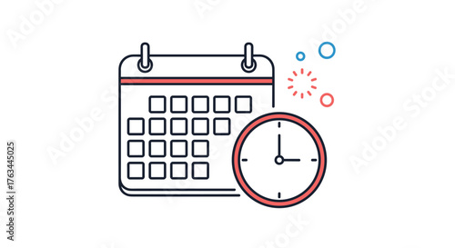 Calendar and Clock Illustration: Time Management and Planning.
