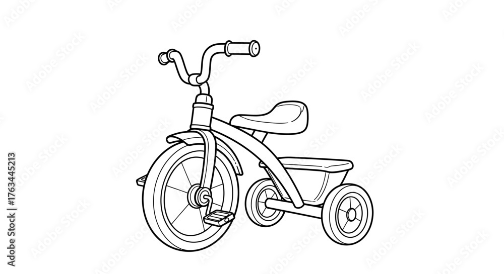 Fototapeta premium Simple Tricycle Coloring Sheet for Kids Fun Three Wheeled Vehicle Activity Art