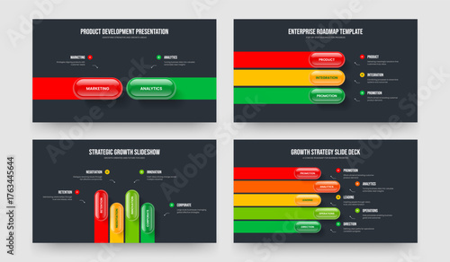 Product Visualization Two Three Four Five Option Diagram Frame Template Vector Illustration Collection. Advertising Proposal 2 3 4 5 Step Infographic Presentation Design Set.