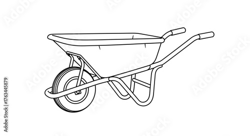 Wheelbarrow Garden Tool Coloring Page for Children Fun Simple Art