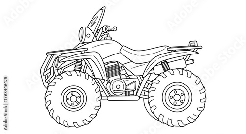 All-Terrain Vehicle ATV Coloring Page for Children Off-Road Quad Bike Outline