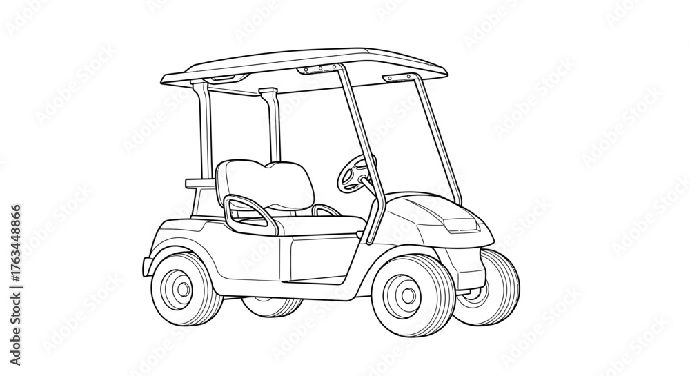 Obraz premium Cute Anime Style Golf Cart Coloring Sheet for Kids Fun Leisure Vehicle Activity