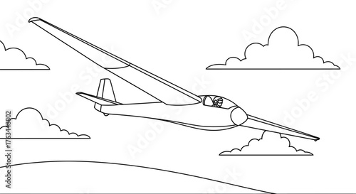 Cute Anime Style Glider Coloring Sheet for Kids Fun Flying Machine Air Travel Art
