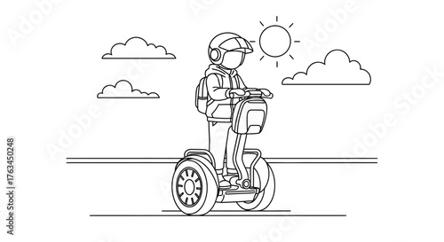 Anime Style Segway Personal Transporter Coloring Page for Children Cute Cartoon