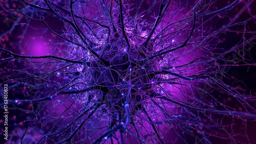 Flickering pulses traveling along dendritic branches from neuron in microscope view, with particles