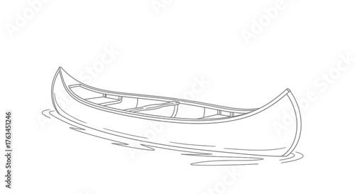 Simple Canoe Boat Coloring Sheet for Kids Fun Watercraft Outdoor Activity