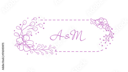 Wedding frame for invitation card. Marriage background with pretty stylized florals and flowers.