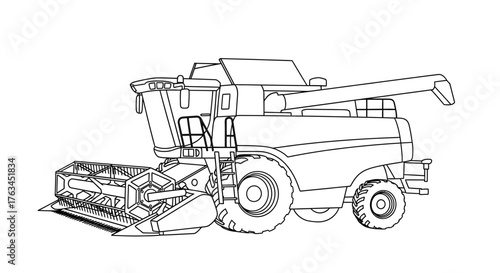 Combine Harvester Farm Vehicle Coloring Page for Children Fun Agricultural Machinery