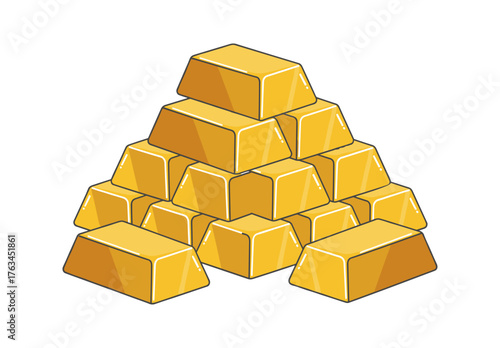 Gold bars stacking up forming financial pyramid