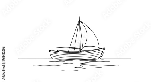 Simple Dinghy Small Boat Coloring Sheet for Kids Fun Watercraft Outdoor Activity