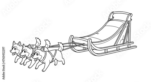 Dog Sled Arctic Transport Coloring Page for Children Fun Winter Activity