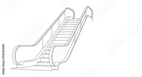 Escalator Public Transport Coloring Page for Children Fun Moving Stairs Art