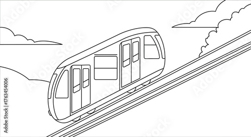 Funicular Cable Railway Coloring Page for Children Fun Unique Transport