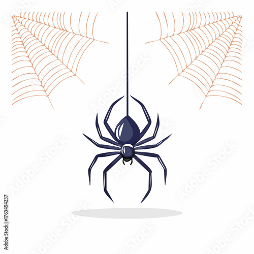 A Spooky Spider Hanging from a Web for Halloween.