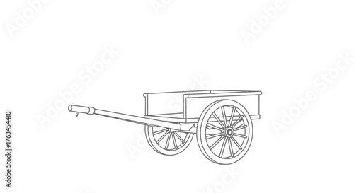 Handcart Human Powered Cart Coloring Page for Children Simple Transport Art