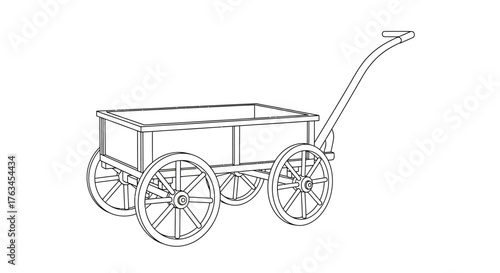 Simple Handcart Coloring Sheet for Kids Fun Human Powered Transport Activity