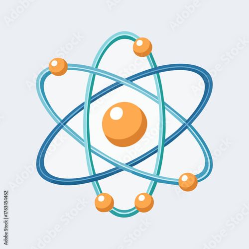 Atomic Structure Illustration with Electrons Orbiting Nucleus.