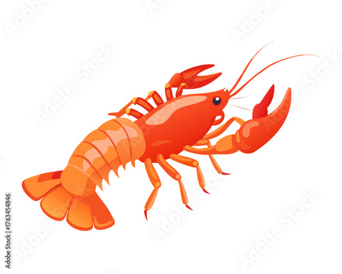 Flat 2D Lobster Thermidor illustration, vector graphic in icon style, on white background
