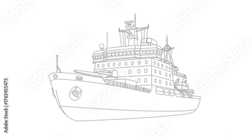 Icebreaker Ship Arctic Vessel Coloring Page for Children Fun Ocean Vehicle Art