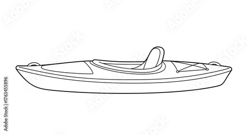 Simple Kayak Boat Coloring Sheet for Kids Fun Watercraft Outdoor Activity