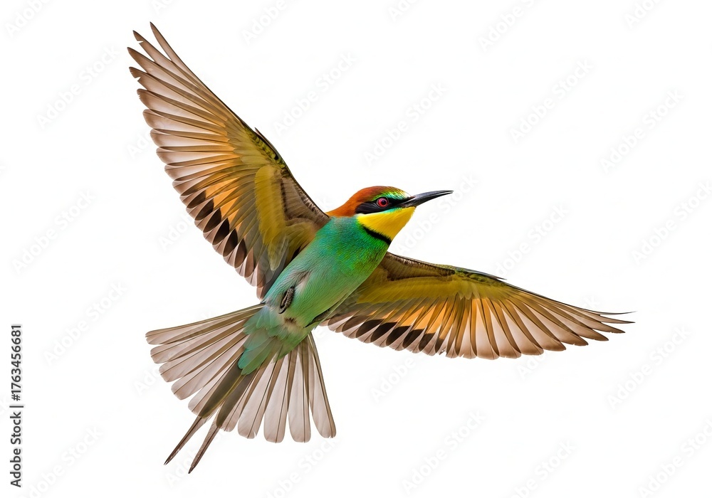 Fototapeta premium Isolated Golden Bee-eater on white background