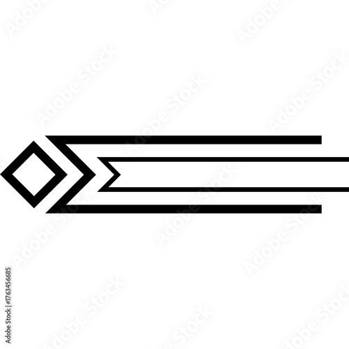 Black Linear Geometric Art Deco Ornament Retro Label Frame Element With Transparent Background And Sharp Edges