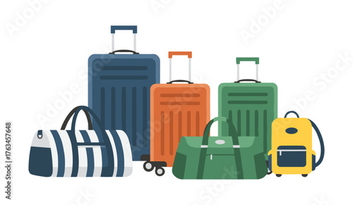 Travel bags and luggage ready for departure journey