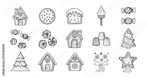 Charming black and white christmas candy and cookie designs