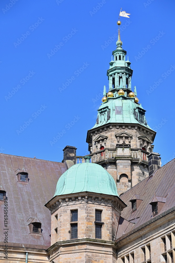 Obraz premium Architectural Details of Kronborg Castle, Inspirations of Shakespeare's Hamlet, in Elsinore, Denmark