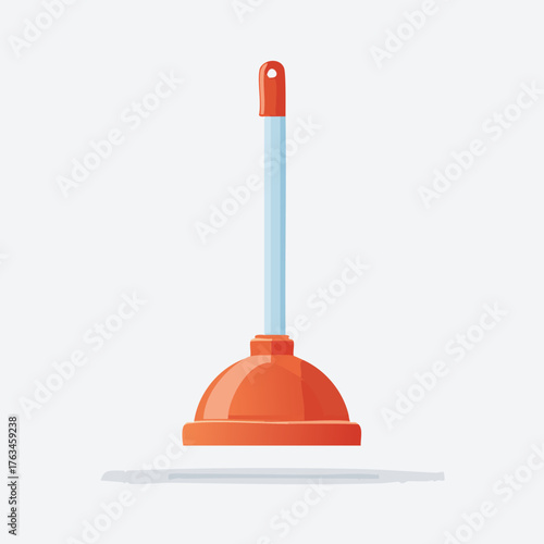 Household plumbing tool orange and blue plunger.