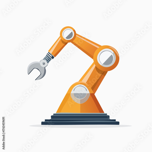 Industrial Robotic Arm with Wrench Tool for Automation and Manufacturing.