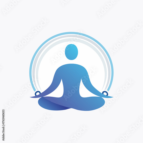 Meditative figure in lotus position with serene aura.