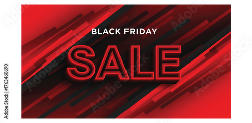 Dynamic black friday sale announcement with red and black abstract background