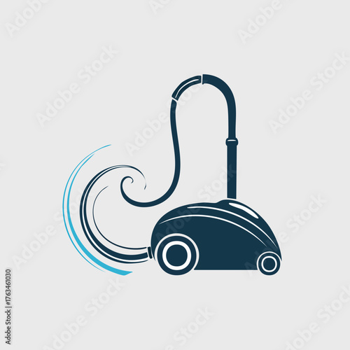 Modern Vacuum Cleaner with Swirling Dust Effect.