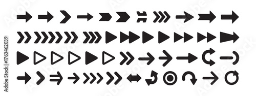 Vector Arrows Pack.  Flat Directional, Curved, and Chevron Icons for Web and Design