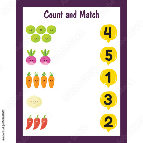 Count and match worksheet for kids number 1 to 5 page 01