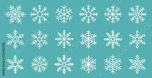 シンプルでかわいい雪の結晶セット　冬・氷アイコン