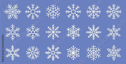 シンプルでかわいい雪の結晶セット　冬・氷アイコン