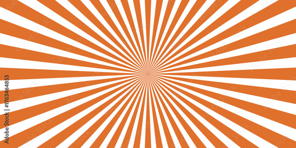 Fototapeta premium Bright orange and white sunburst radial pattern background with a clean, modern aesthetic and a strong central focus, perfect for energetic designs, announcements, and graphic overlays
