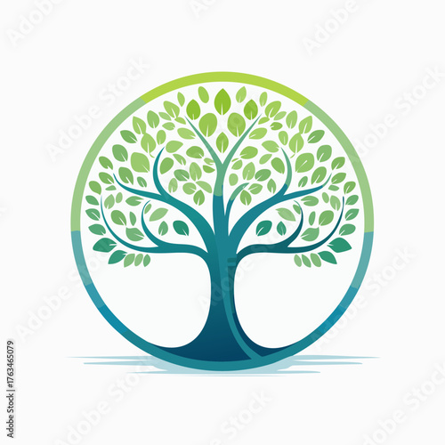 Stylized Tree of Life Symbol in a Circle.