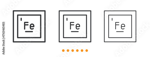 Iron Element Fe on Periodic Table icon. Thin line icon vector