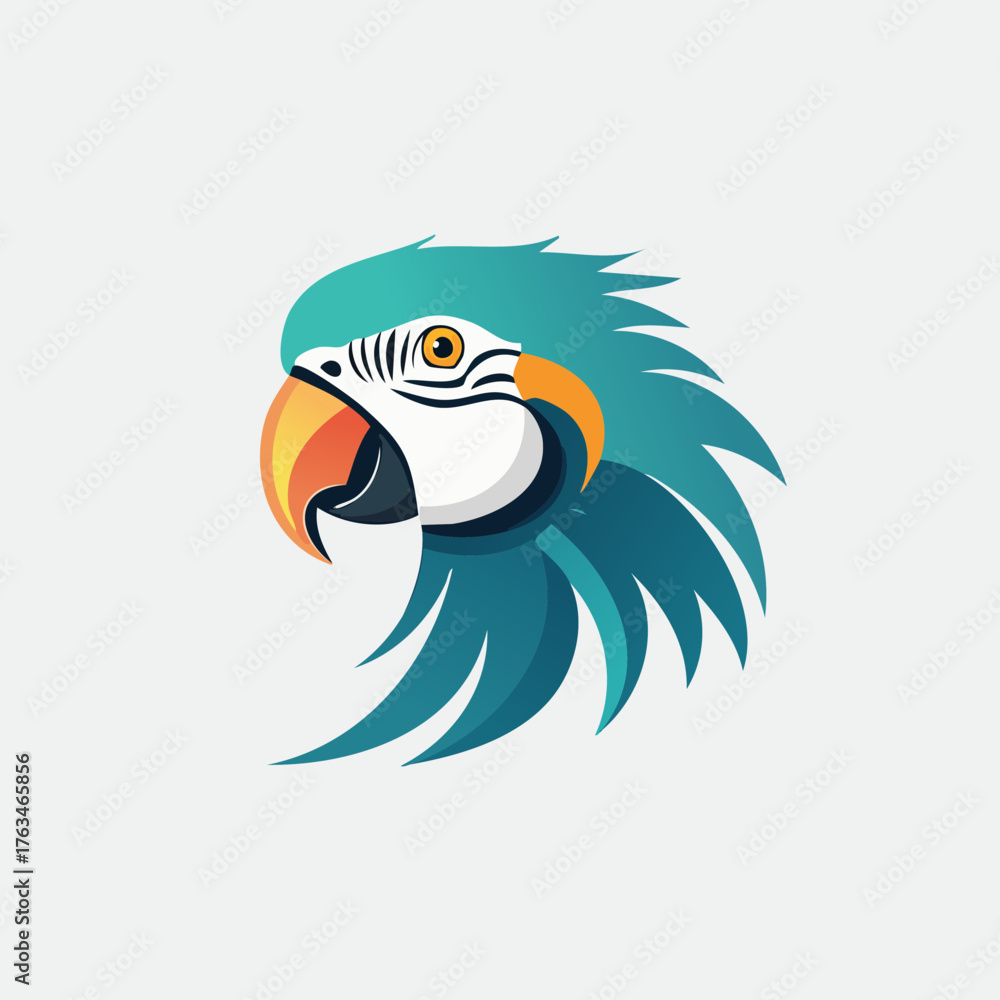 Obraz premium Vibrant Blue and Gold Macaw Head Logo Design.