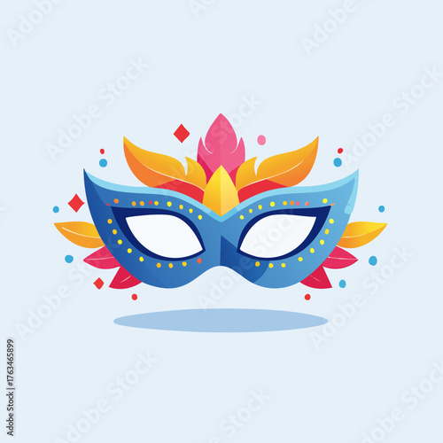 Vibrant Carnival Mask with Feathers and Glitter.
