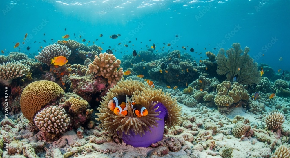 custom made wallpaper toronto digitalUnderwater coral reef ecosystem with clownfish and diverse marine life